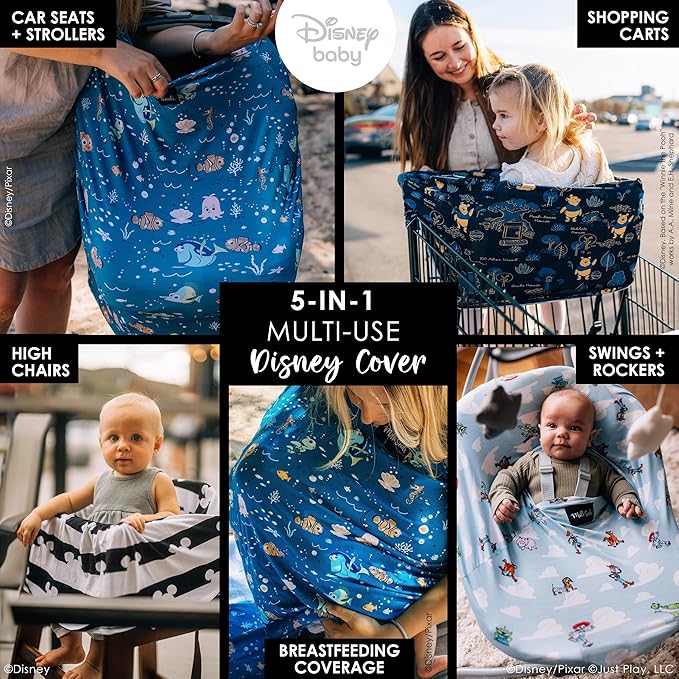 Milk Snob Original Disney Pixar 5-in-1 Baby Cover, Breastfeeding, Car Seat, Carrier, Stroller, High Chair, Shopping Cart, Canopy, Baby Shower Gender Neutral Gifts, Nursing Top (Finding Nemo)