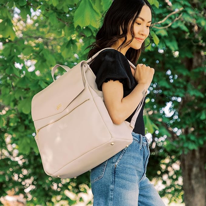 Freshly Picked Classic II Diaper Bag Backpack, Wipeable Vegan Leather With Changing Pad, Convertible (Birch V2)