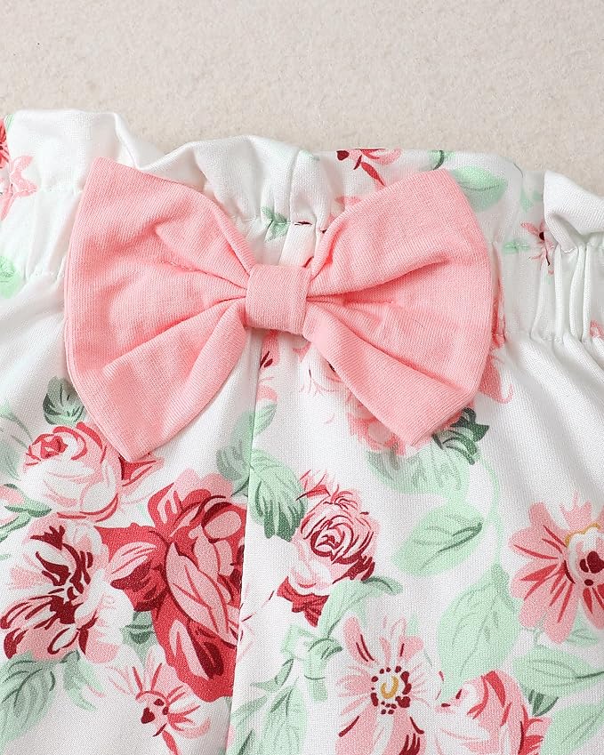 Renotemy Newborn Baby Girl Clothes Outfits Infant Romper Ruffle Floral Pants Cute Toddler Baby Girl Clothes Set
