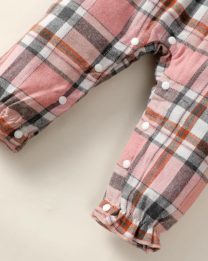Newborn Infant Baby Girl Clothes Fall Winter Plaid Long Sleeve Jumpsuit One Piece Romper Bodysuit Baby Overalls Outfits