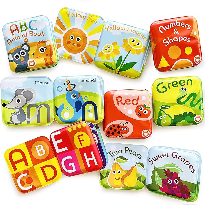 Baby Bath Books Mega Set (Pack of 13 Books) - Educational Waterproof Baby Bathtime Plastic Books for Bath Tub with Animals, Colors, Numbers and ABC Letters - Learning Toy Books for Babies and Toddlers