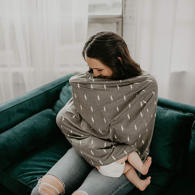 Parker Baby Co. 4 in 1 Car Seat Cover for Girls and Boys - Stretchy Carseat Canopy, Nursing Cover, Grocery Cart Cover, High Chair Cover - Storm