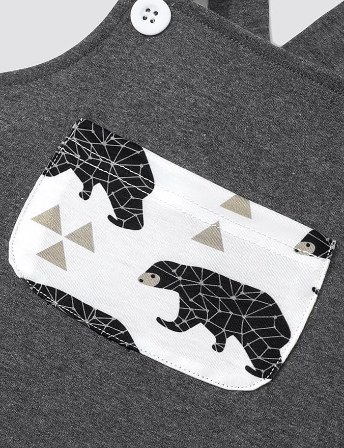 Baby Boy Clothes Long Sleeve Animal Plaid Romper + Overalls Infant Boy Clothes 2PCS Fall Winter Outfits