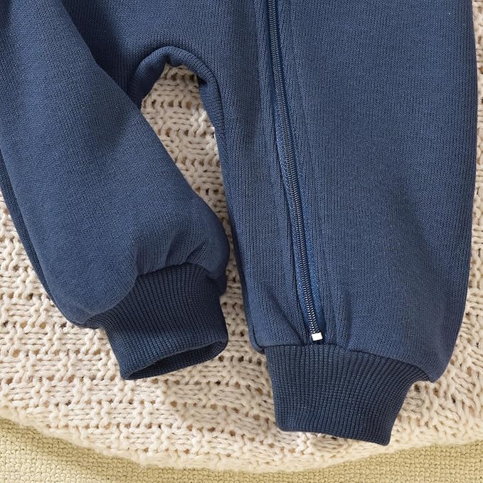 Unutiylo Unisex Baby Boys Girls Long Sleeve Infant Baby Zipper Hooded Jumpsuits Romper Loose Outfit Clothes