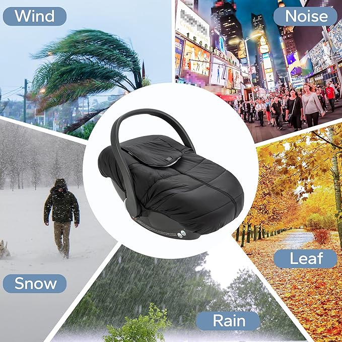 SERAPHY Car Seat Cover Baby Winter Carseat Cover for Babies, Universal Warm Infant Car Seat Canopy & Stroller Covers Accessories for Newborn Boy Girl Essentials, Black