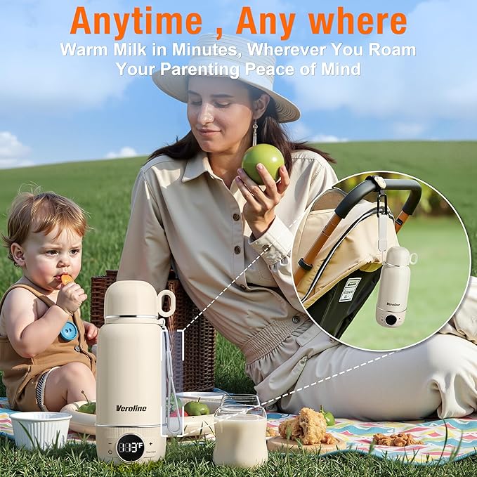 Portable Bottle Warmer for Travel– Warm Baby Formula, breastmilk, or Water, Super Fast Charging Milk Warmer with Precise Temp Control & Long-Lasting Keep Warm, Baby Bottle Warmer for On-The-Go