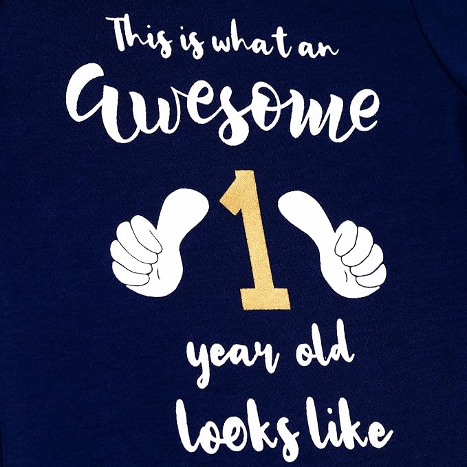 Cnins Funny Baby Bodysuit & Daddy Matching Cotton Outfit for Wild One 1st Birthday, Unisex Newborn Infant Clothes 0-24M