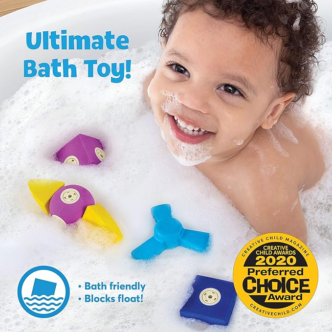 Blockaroo Magnetic Foam Building Blocks - 13-Piece Roadster, Bath Toys for Toddlers, Preschool Toys, Bathtub Toys, Sensory Toys, Blocks for Toddlers 3-5, Engineering Toys for Kids 3-5, Bath Blocks