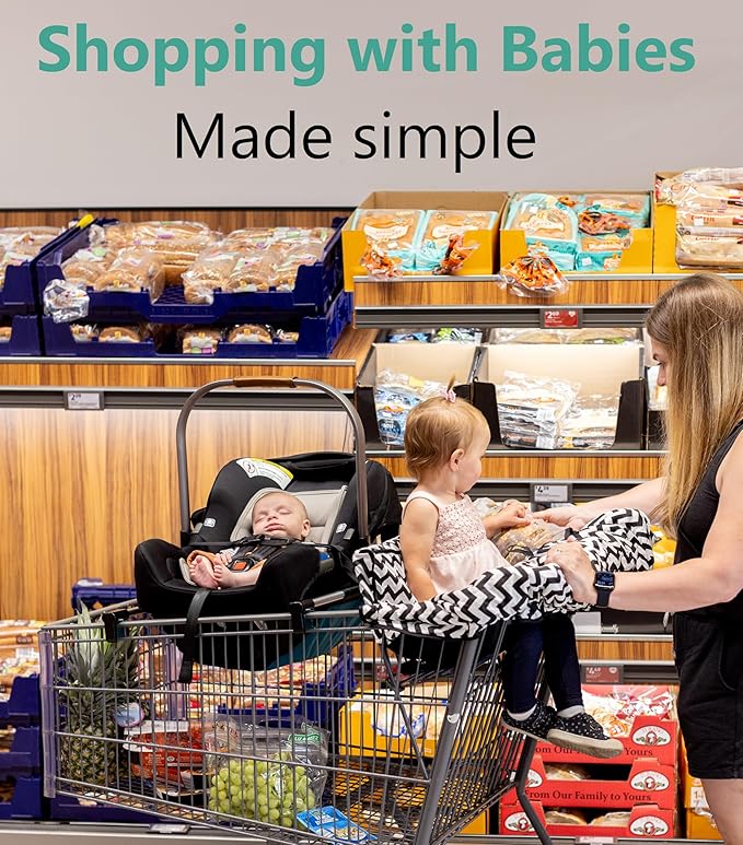 Shopping Cart Cover & Highchair Cover, Soft Cotton, with Phone Pouch, Black & White