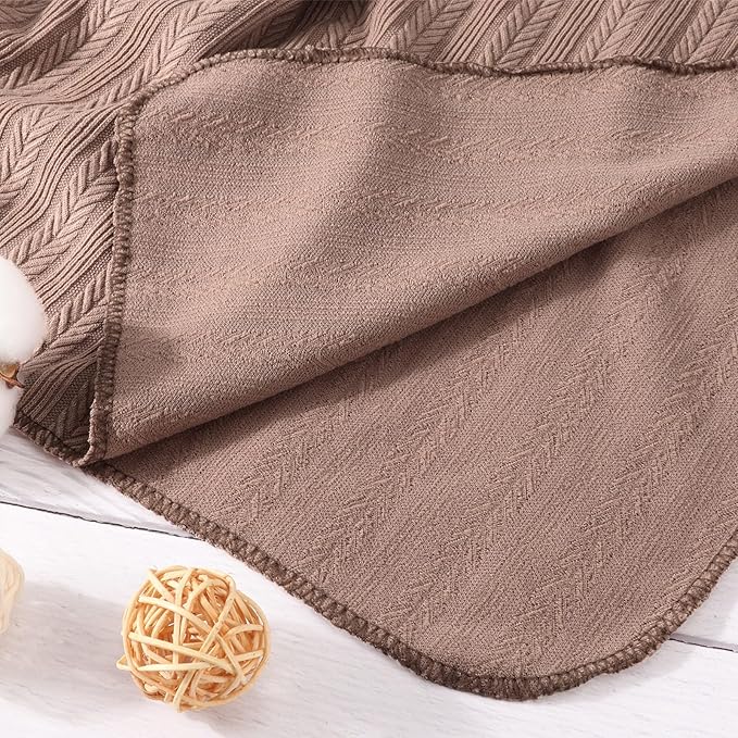 Newborn Receiving Blanket with Bow Hat Mittens Wooden Card Set Wheat-Pattern Newborns Toddler Baby Boy Girl Nursery Swaddle Wrap