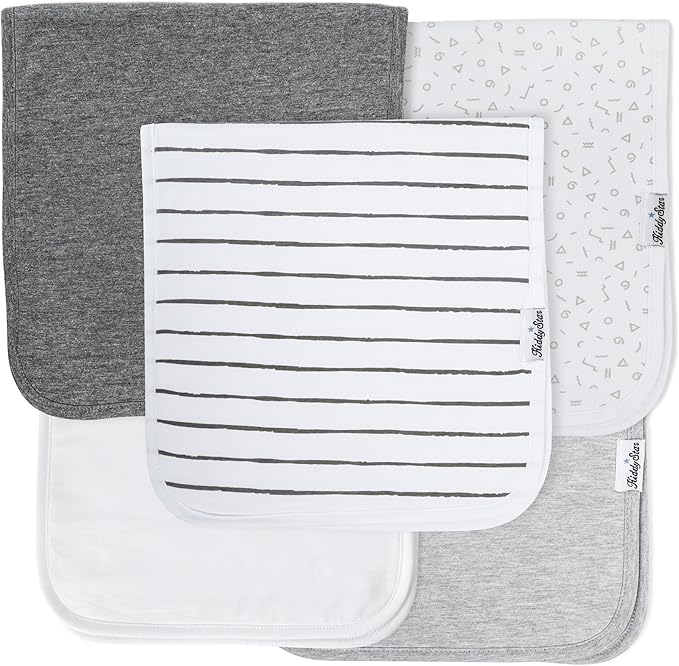 Premium 5-Pack Large Organic Cotton Burp Cloths โ 3 Layers, Ultra Soft & Absorbent Burping Towel, Shoulder Towel & Hand Towel