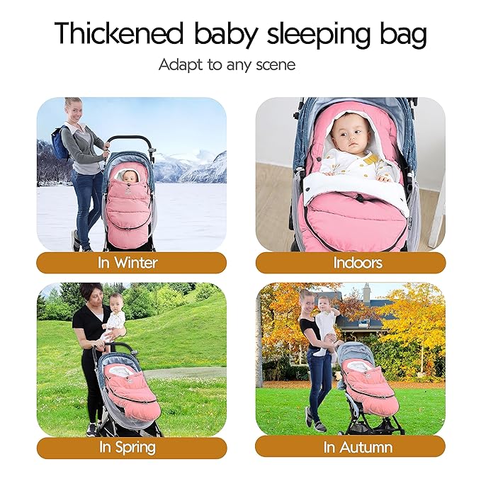 F-Y-YIYI Bunting Bag for Stroller Sleeping Bags Thickened Warm Stroller Blanket Toddler Removable Newborn Baby footmuff Winter Baby Travel Essential
