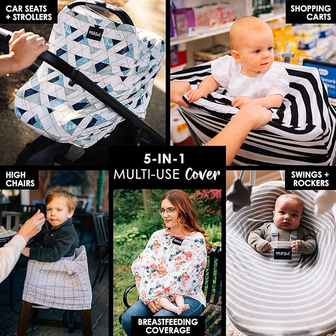 Milk Snob Original 5-in-1 Cover - Nursing Cover for Breastfeeding - Baby Car Seat Cover, Carseat Canopy & Stroller - Essential All-in-One Cover - Gift for Mom, Baby (Levi)