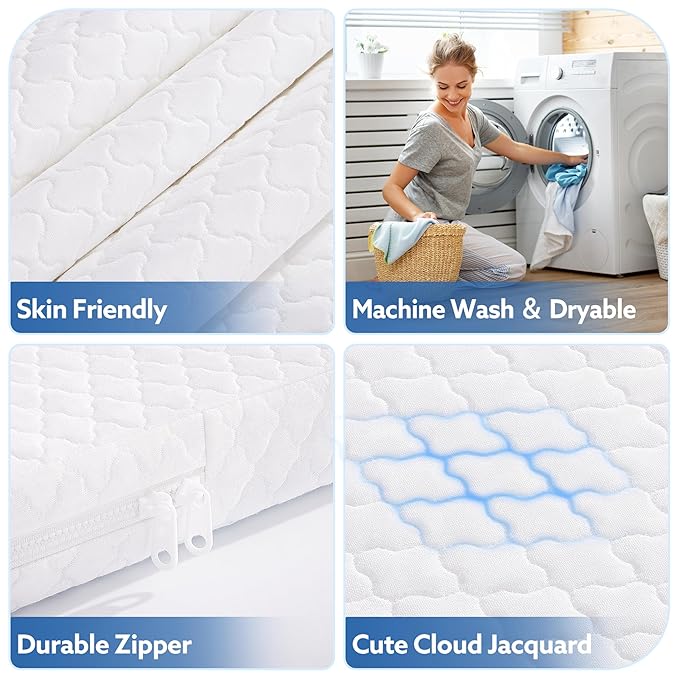 Pro Goleem Baby Bassinet Mattress Pad 35"x20" Rectangle, Waterproof Soft Cover Gel Memory Foam, Dual Side Cradle Mattress fit Dream On Me Skylar/AirClub/ANGELBLISS/AMKE Bassinet