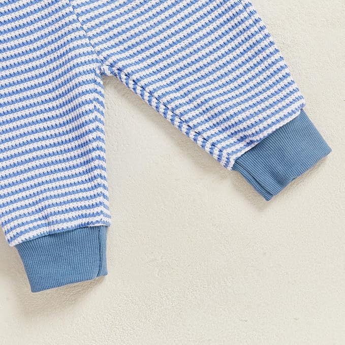 Baby Boy Toddler Fall Outfit Striped Sweatshirt Toddler Boy Winter Waffle Clothes 3 6 12 18 Months 2 3 T Pant Set