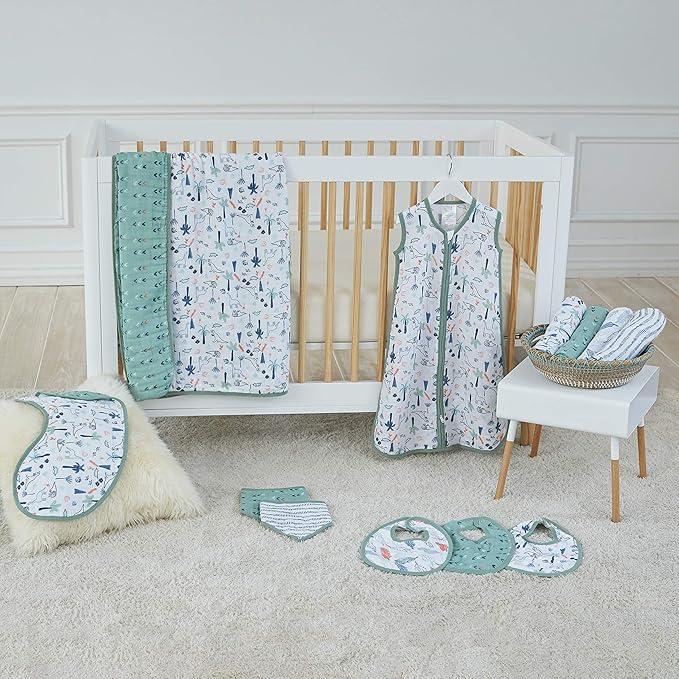 aden + anais Burpy Baby Bib, 100% Cotton Muslin, Soft Absorbent 4 Layers, Multi-Use Burp Cloth and Bib, 22.5” X 11”, Single, Dino Time