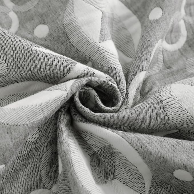 NTBAY 3 Layer Toddler Blanket, Muslin Cotton Jacquard Bed Blankets, Lightweight Thermal Baby Blanket, Super Soft and Warm Crib Blanket for All Seasons, Decoration Gift, 30"x40", Grey Starfish