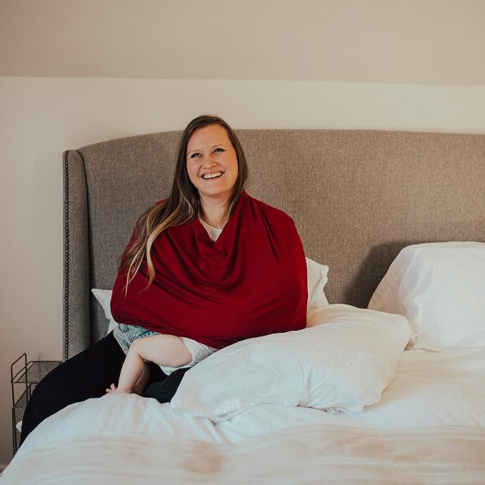 Parker Baby 4 in 1 Car Seat Cover for Girls and Boys - Stretchy Carseat Canopy, Nursing Cover, Grocery Cart Cover, High Chair Cover - “Copper”