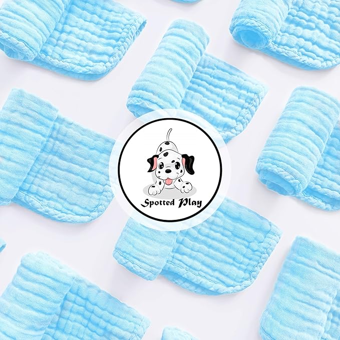 Muslin Burp Cloths 100% Cotton Large 20''x10'' Extra Soft and Absorbent Baby Wash Cloths Spit Up Rags - Baby Burping Cloth for Boys Girls Items(12 Pack Aquamarine)