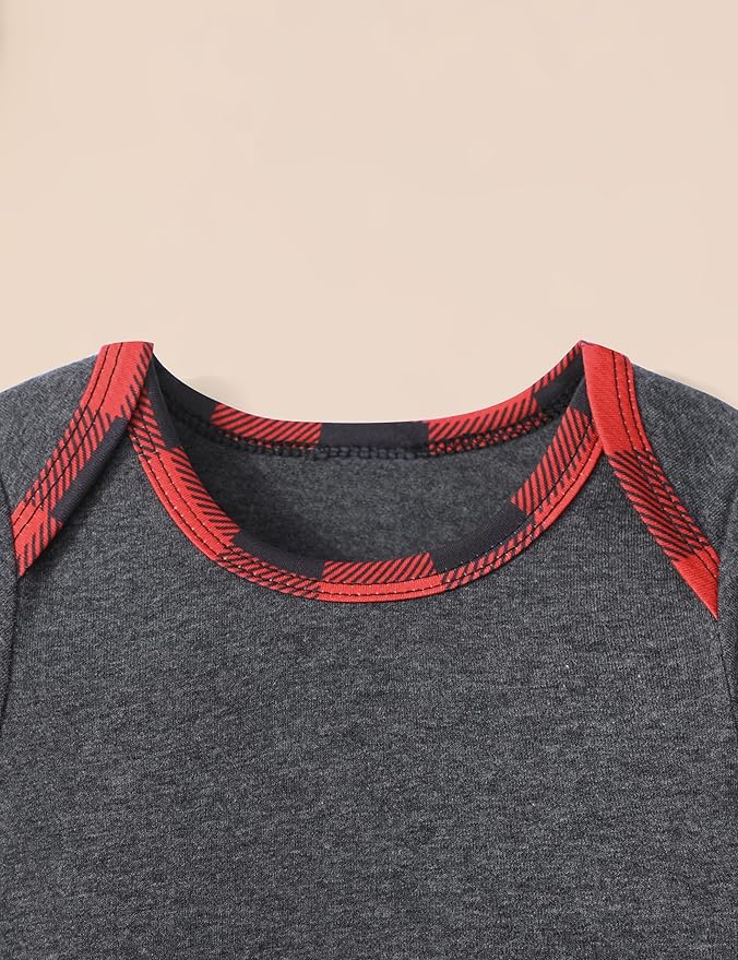 Baby Boy Clothes Long Sleeve Animal Plaid Romper + Overalls Infant Boy Clothes 2PCS Fall Winter Outfits