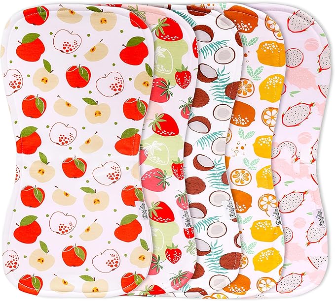 Premium 5-Pack Large Organic Cotton Burp Cloths โ 3 Layers, Ultra Soft & Absorbent Burping Towel, Shoulder Towel & Hand Towel