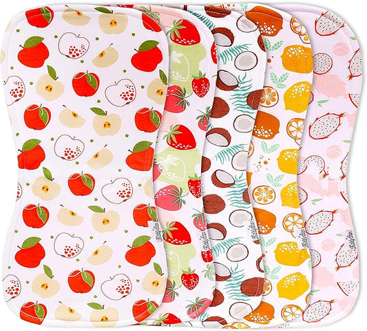 Premium 5-Pack Large Organic Cotton Burp Cloths – 3 Layers, Ultra Soft & Absorbent Burping Towel, Shoulder Towel & Hand Towel