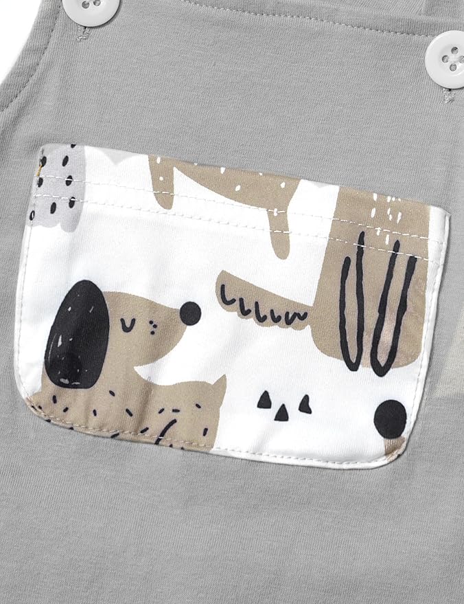 Baby Boy Clothes Long Sleeve Animal Plaid Romper + Overalls Infant Boy Clothes 2PCS Fall Winter Outfits