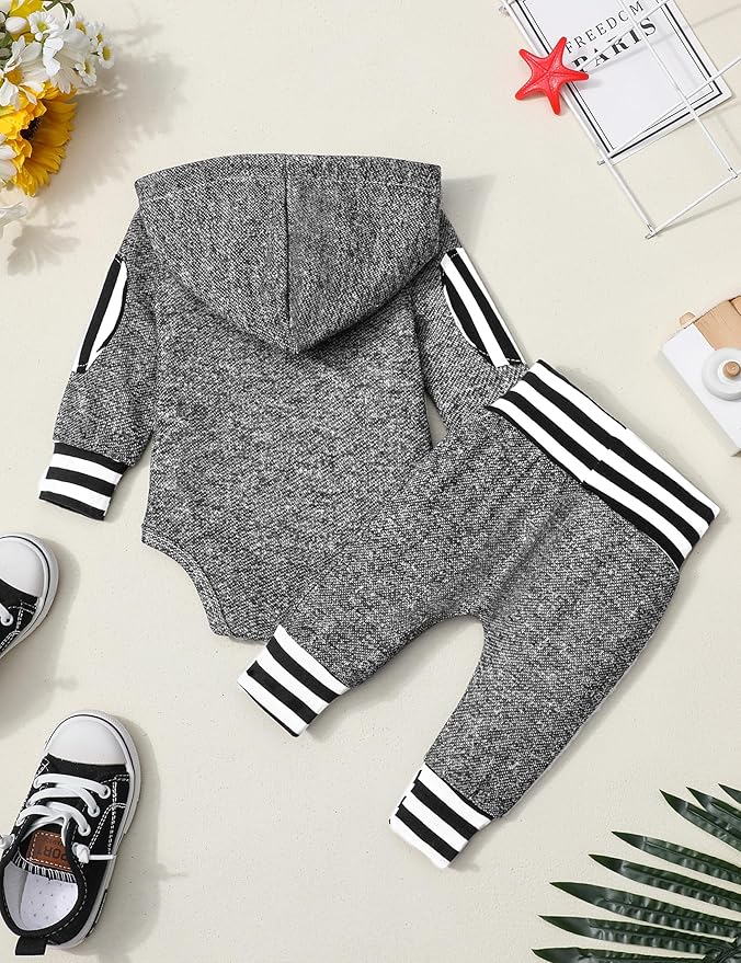 Fommy Newborn Baby Boy Clothes Plaid Letter Print Long Sleeve Hoodies + Long Pants 2PCS Fall Winter Outfits Set