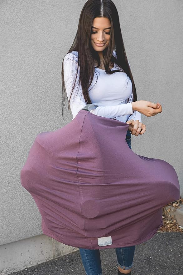 Copper Pearl Multi-Use Cover: Car Seat Covers, Nursing Cover, and Stroller Cover for Sun - Stretchy Fabric, All-Season Use, Stylish Designs, Easy Access for Moms - Plum