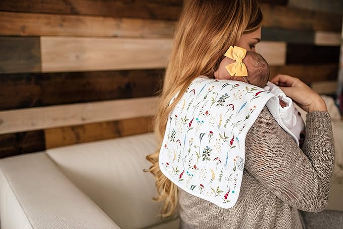 Copper Pearl Baby Burp Cloth Large 21''x10'' Size Premium Absorbent Triple Layer 3-Pack Gift Set “Scarlet