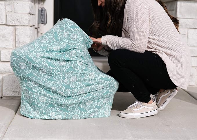 Baby Car Seat Cover Canopy and Nursing Cover Multi-Use Stretchy 5 in 1 Gift Jane by Copper Pearl