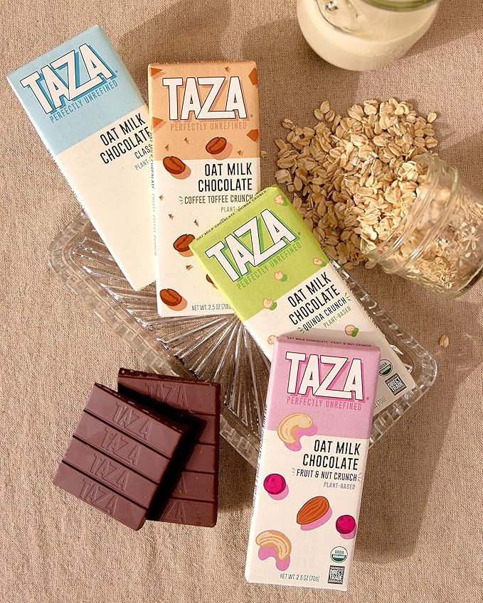 Taza Chocolate Organic Oat Milk Chocolate Bar Variety Pack Bundle, 2.5 oz (4 count), Vegan