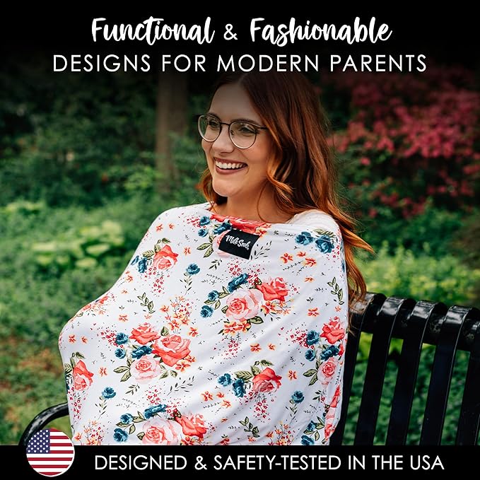 Milk Snob Original 5-in-1 Cover - Added Privacy for Breastfeeding, Baby Car Seat, Carrier, Stroller, High Chair, Shopping Cart, Lounger Canopy - Newborn Essentials, Nursing Top, French Floral