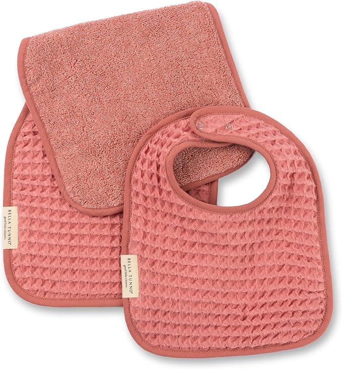 Bella Tunno Baby Bibs and Burp Cloths Set – Reversible Drool Bibs and Soft Absorbent Newborn Burp Cloths, Oeko-TEX Certified (Watermelon)
