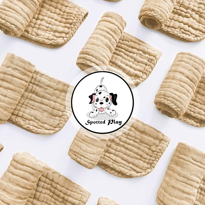 Muslin Burp Cloths 100% Cotton Large 20''x10'' Extra Soft and Absorbent Baby Wash Cloths Spit Up Rags - Baby Burping Cloth for Boys Girls Items(12 Pack Brown)