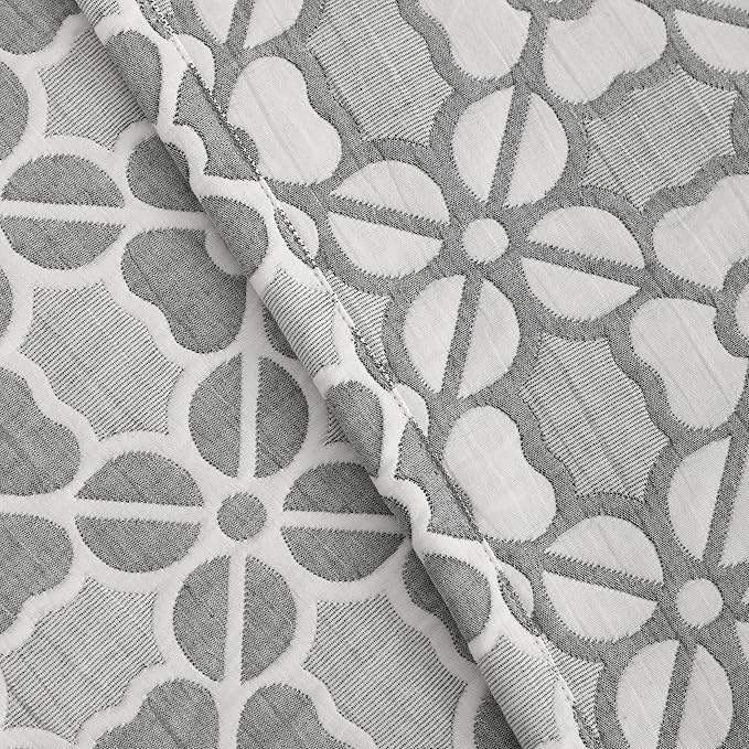 NTBAY 3 Layer Toddler Blanket, Muslin Cotton Jacquard Bed Blankets, Lightweight Thermal Baby Blanket, Super Soft and Warm Crib Blanket for All Seasons, Decoration Gift, 30"x40", Grey Clover