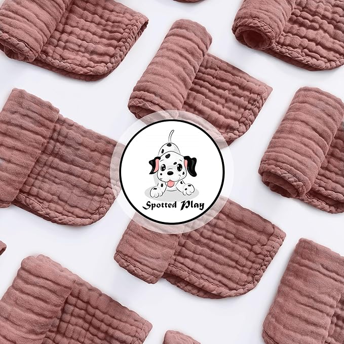 Muslin Burp Cloths 100% Cotton Large 20''x10'' Extra Soft and Absorbent Baby Wash Cloths Spit Up Rags - Baby Burping Cloth for Boys Girls Items(12 Pack Bean Paste)