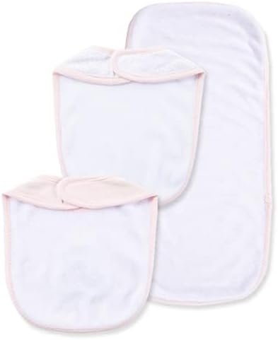 Little Me Clothes for Baby Boys’ and Girls’ 2 Bibs and 1 Burp Cloth Set, Soft Cotton Feeding Essentials with Velcro Closures