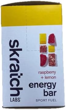 SKRATCH LABS Energy Bar | Raspberry + Lemon (12 pack) | Plant Based Healthy Snack | Low Sugar - 4g Protein | non-gmo, gluten free, soy free, vegan, kosher