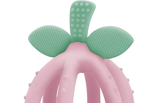 Itzy Ritzy Teething Ball & Training Toothbrush - Silicone, BPA-Free Bitzy Biter Lemon-Shaped Teething Toy Features Multiple Textures to Soothe Gums & an Easy-to-Hold Design (Pink Lemonade)