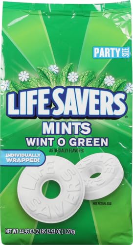 LIFE SAVERS Mints, Bulk Hard Candy Wint-O-Green Breath Mints, 44.93 oz Party Size (Pack of 2)