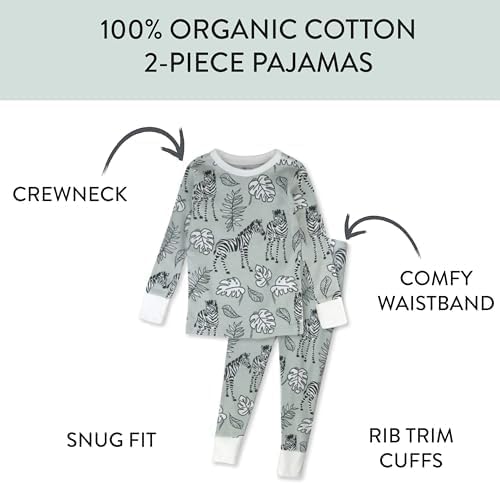 HonestBaby baby-girls 2-piece Pajamas Sleepwear Pjs 100% Organic Cotton for Baby, Toddler, Kids, Girl
