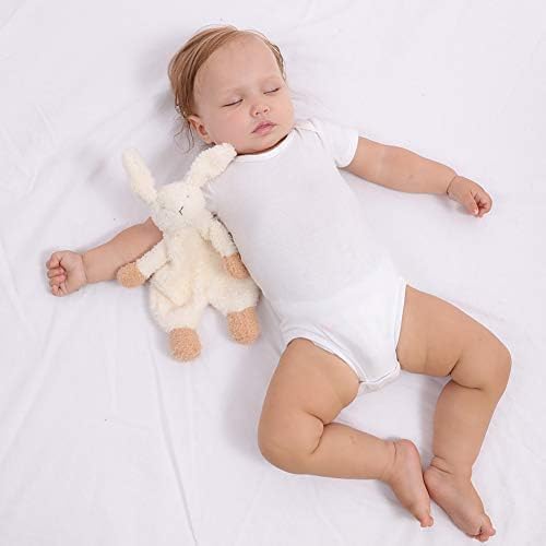 Apricot Lamb Stuffed Animals Security Blanket White Bunny Rabbit Infant Nursery Character Blanket Luxury Snuggler Plush(White Bunny, 10 Inches)