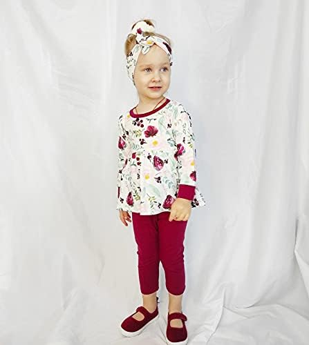 3PCS Baby Girl Clothes Ruffle Floral Shirt Tops Pants Headband Outfit Sets