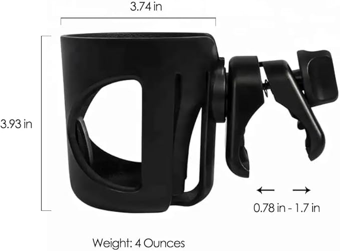 New Cup Holder Compatible with UPPAbaby Cup Holder (for Vista, Cruz and Minu). A Solid Super Secure Fit. 360 Degrees Rotatable. Anti-Shake Spill Resistant. (Black)