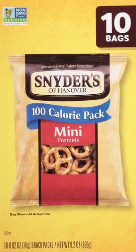 Snyder's of Hanover, 100 Calorie Mini Pretzels, Individual Packs, 10 Ct (pack of 2)