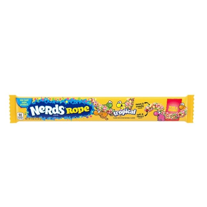 Nerds Rope Candy, Tropical Flavor, 0.92 Ounce Ropes (Pack of 48)