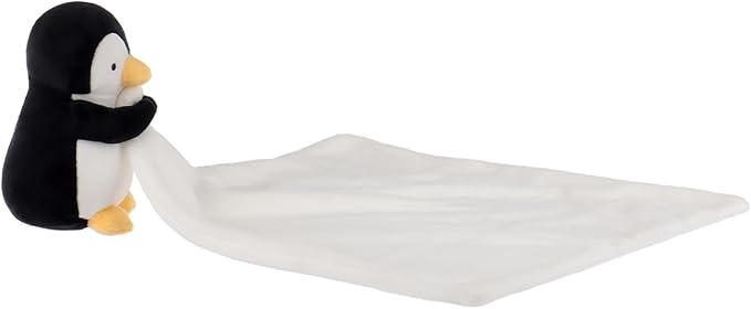 Apricot Lamb Stuffed Animals Security Blanket Black Penguin Infant Nursery Character Blanket Luxury Snuggler Plush(Black Penguin)