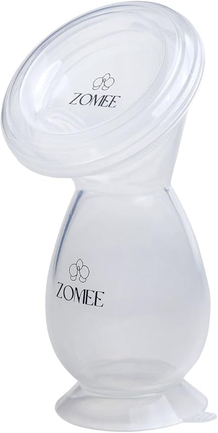 Zomee Manual Breast Pump Silicone Milk Collector – Hands-Free Milk Collection Bottle for Breastfeeding Moms – BPA-Free, Leak-Proof, Spill-Proof Design - Portable & Easy to Clean – 4oz Capacity