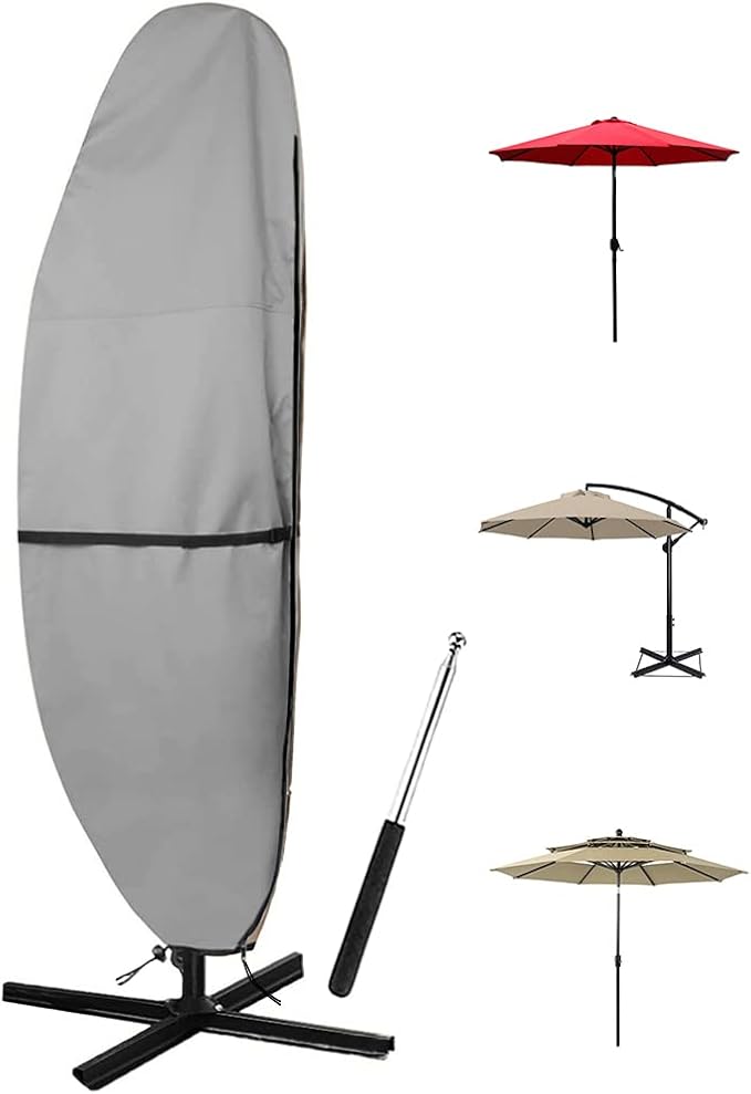 Patio Umbrella Parasol Cover - 600D Waterproof Anti-UV Fits 12-14 Feet